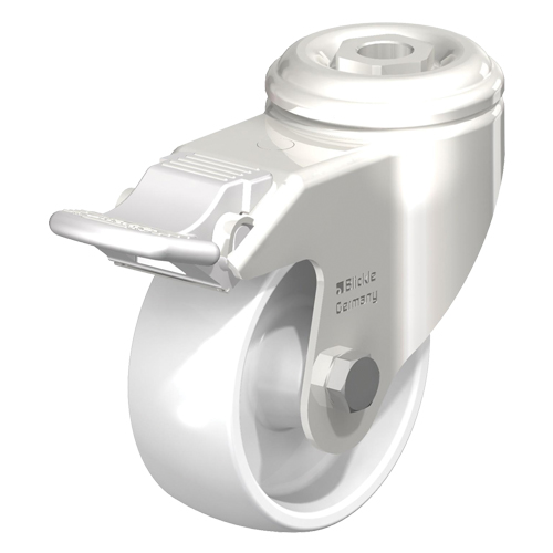 Stainless Steel Nylon Caster, Swivel with Brake, 5" (127 mm) Dia., 265 lbs. (120 kg.) Capacity OSI Industrial Sales