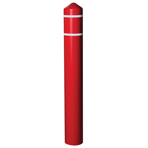 Smooth Bollard Cover With Reflective Stripes, 8" Dia. x 56" L, Red OSI Industrial Sales