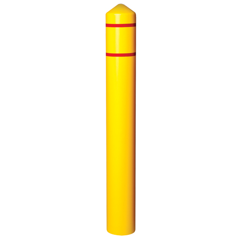 Smooth Bollard Cover With Reflective Stripes, 4" Dia. x 56" L, Yellow OSI Industrial Sales