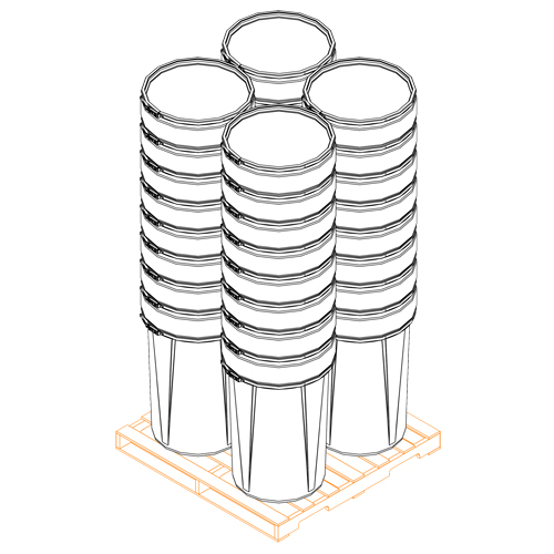 Nestable Polyethylene Drum, 55 US gal (45 imp. gal.), Open Top, Yellow OSI Industrial Sales