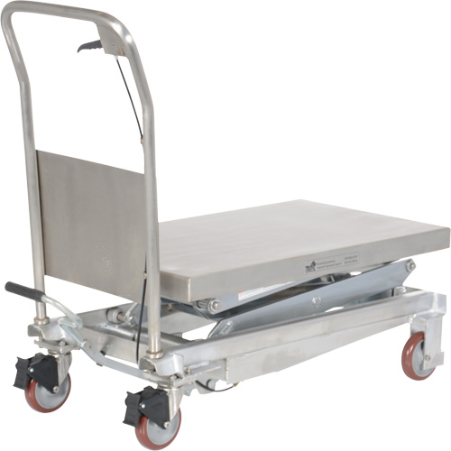 Table &eacute;l&eacute;vatrice hydraulique manuelle &agrave; ciseaux, 35-1/2" lo x 20" la, Partiellement en acier inoxydable, Capacit&eacute; 800 lb OSI Industrial Sales