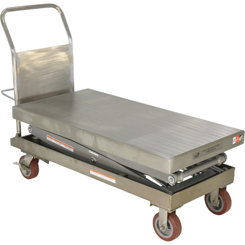 Manual Hydraulic Scissor Lift Table, 47-1/2" L x 24" W, Partial Stainless Steel, 1500 lbs. Capacity OSI Industrial Sales