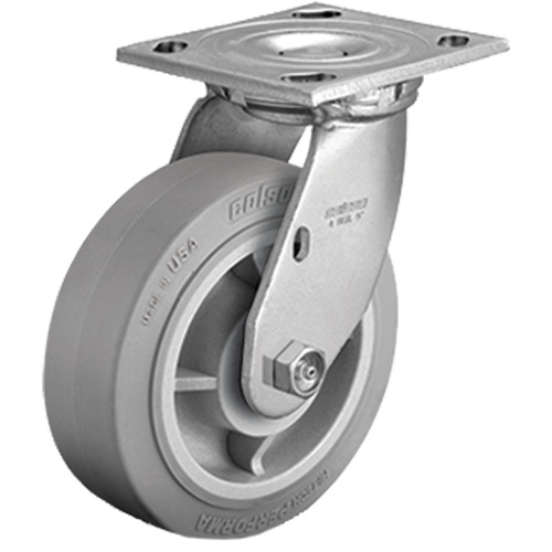 Plate Caster, Swivel, 4" (101.6 mm), Rubber, 225 lbs. (102 kg.) OSI Industrial Sales