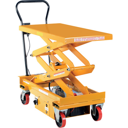 DC Powered Hydraulic Scissor Lift Elevating Cart, Steel, 39-3/4" L x 20-1/2" W, 1000 lbs. Capacity OSI Industrial Sales
