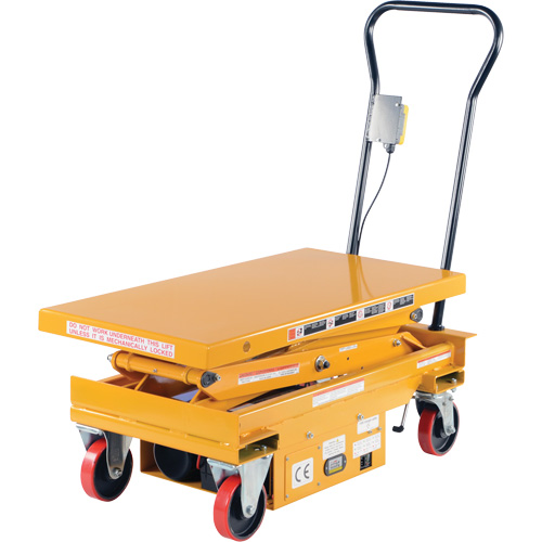 DC Powered Hydraulic Scissor Lift Elevating Cart, Steel, 39-3/4" L x 20-1/2" W, 1000 lbs. Capacity OSI Industrial Sales