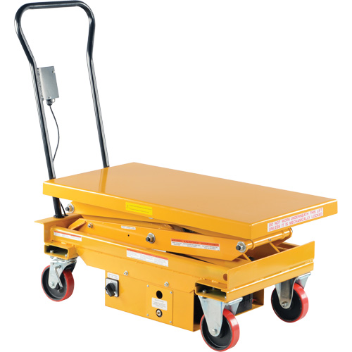 DC Powered Hydraulic Scissor Lift Elevating Cart, Steel, 39-3/4" L x 20-1/2" W, 1000 lbs. Capacity OSI Industrial Sales