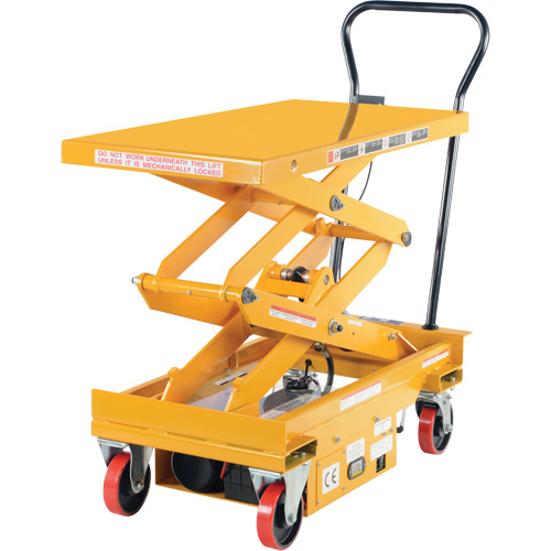 DC Powered Hydraulic Scissor Lift Elevating Cart, Steel, 39-3/4" L x 20-1/2" W, 1000 lbs. Capacity OSI Industrial Sales