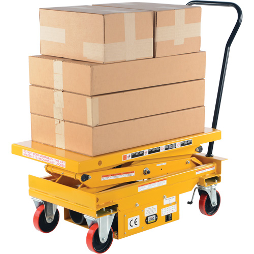 DC Powered Hydraulic Scissor Lift Elevating Cart, Steel, 39-3/4" L x 20-1/2" W, 1000 lbs. Capacity OSI Industrial Sales