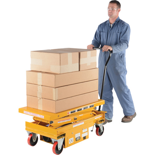 DC Powered Hydraulic Scissor Lift Elevating Cart, Steel, 39-3/4" L x 20-1/2" W, 1000 lbs. Capacity OSI Industrial Sales