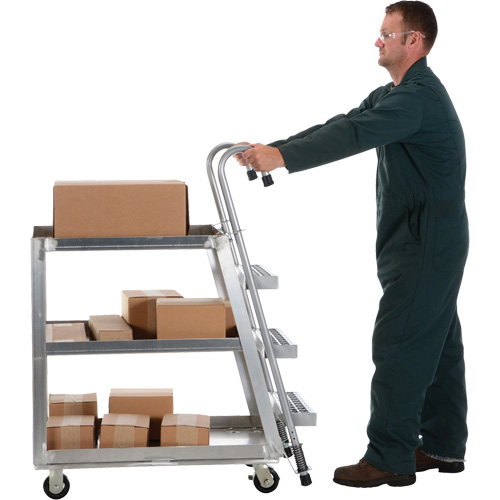 Chariot de pr&eacute;l&egrave;vement de stock, Aluminium, 21-7/8" la x 40" p, 3 tablettes, Capacit&eacute; 660 lb OSI Industrial Sales
