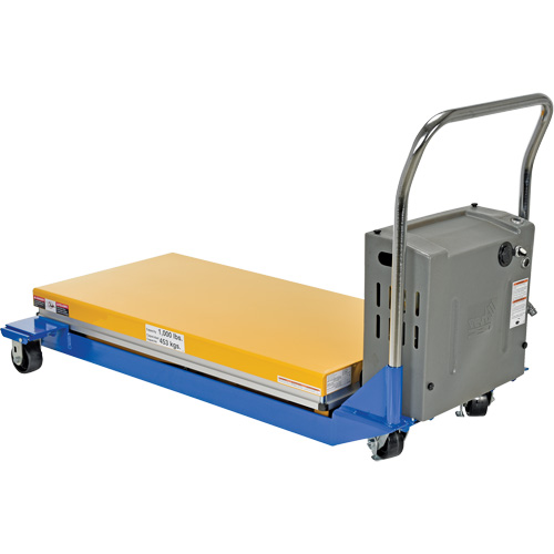 DC Powered & Manual Scissor Lift Table, Steel, 48" L x 24" W, 1000 lbs. Capacity OSI Industrial Sales