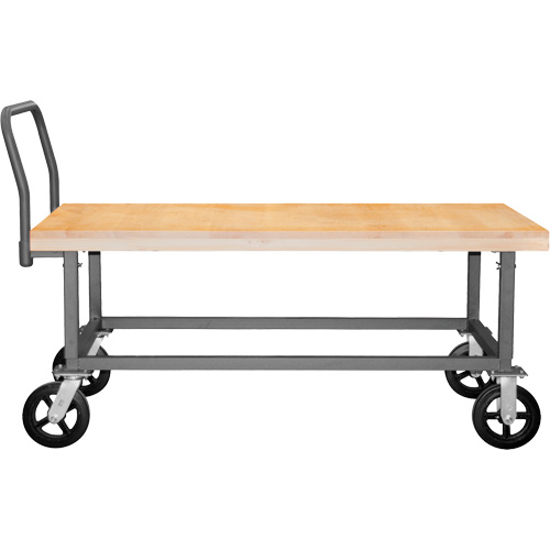 Adjustable Wood Deck Platform Truck, 48" L x 24" W, 1800 lbs. Capacity, Mold-on Rubber Casters OSI Industrial Sales