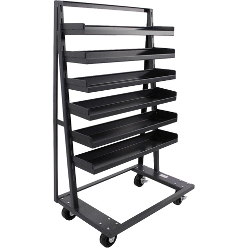 Single-Sided Heavy Duty A-Frame Cart with 6 Lipped Trays, 38" x 25" x 63", 2500 lbs. Capacity OSI Industrial Sales