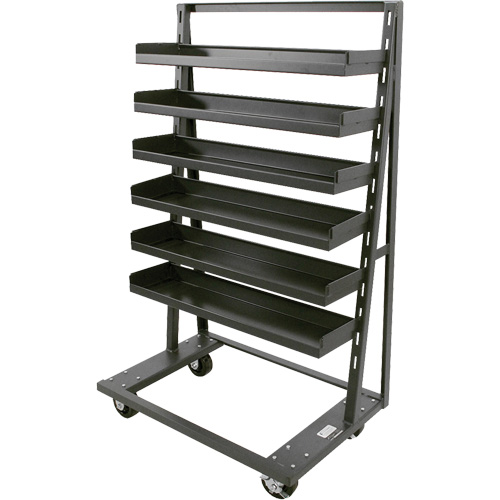 Single-Sided Heavy Duty A-Frame Cart with 6 Lipped Trays, 38" x 25" x 63", 2500 lbs. Capacity OSI Industrial Sales