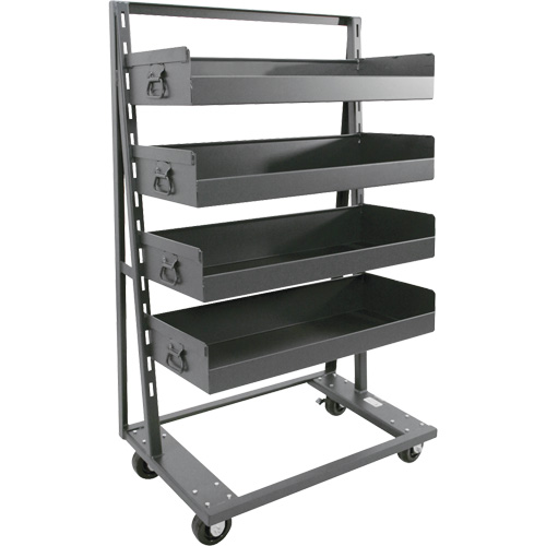 Single-Sided Heavy Duty A-Frame Cart with 4 Large Lipped Trays, 38" x 25" x 63", 2500 lbs. Capacity OSI Industrial Sales
