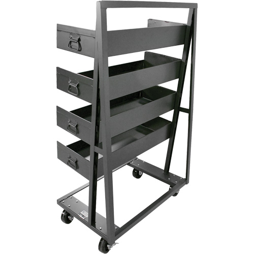 Single-Sided Heavy Duty A-Frame Cart with 4 Large Lipped Trays, 38" x 25" x 63", 2500 lbs. Capacity OSI Industrial Sales