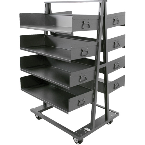 Double-Sided Heavy Duty A-Frame Cart with 8 Large Trays, 38" x 30" x 63", 2500 lbs. Capacity OSI Industrial Sales