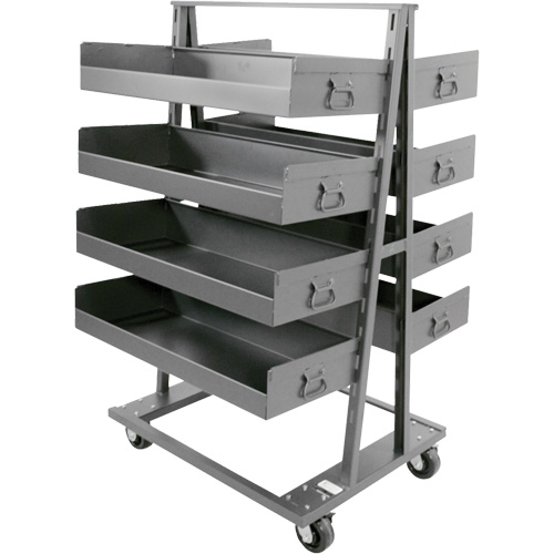 Double-Sided Heavy Duty A-Frame Cart with 8 Large Lipped Trays, 38" x 30" x 63", 2500 lbs. Capacity OSI Industrial Sales