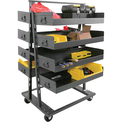 Double-Sided Heavy Duty A-Frame Cart with 8 Large Lipped Trays, 38" x 30" x 63", 2500 lbs. Capacity OSI Industrial Sales