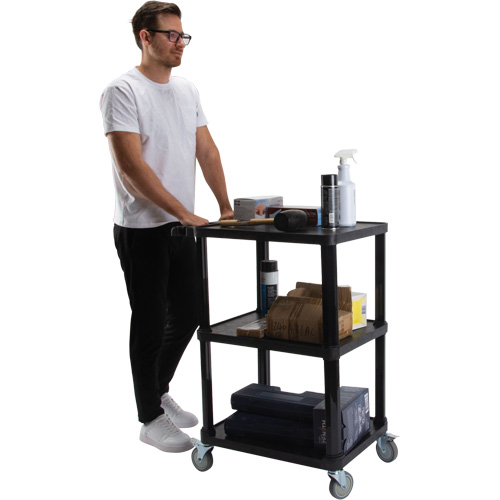 Chariot utilitaire avec tablette plate, 3 tiers, 18-1/8" x 37-3/8" x 27-3/4", Capacit&eacute; 330 lb OSI Industrial Sales