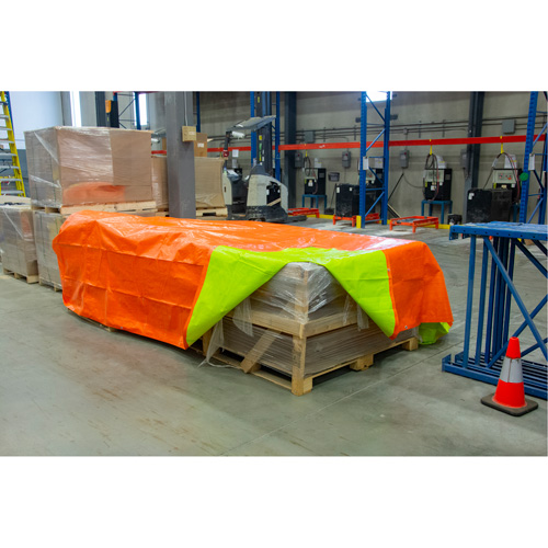 High-Visibility Heavy-Duty Woven Tarp, Polyethylene, Green/Orange, 16' x 20' x 12 mils OSI Industrial Sales