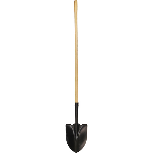Round Point Shovel, Tempered Steel Blade, Wood, Straight Handle OSI Industrial Sales