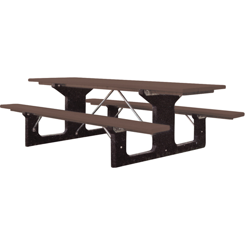 Tables de pique-nique en plastique recycl&eacute;, 6' lo x 61-1/2" la, Brun OSI Industrial Sales