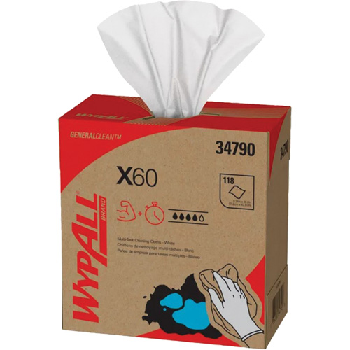 Chiffons X60 WypAll, Tout usage, 16-3/4" lo x 8-3/8" la OSI Industrial Sales