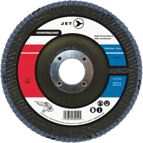 POWERBLEND Flap Disc, 4-1/2" x 7/8", Type 29, Z120 Grit, Zirconia Alumina OSI Industrial Sales