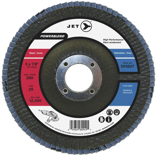PowerBlend Flap Disc, 7" x 7/8", Type 29, Z80 Grit, Zirconia Alumina OSI Industrial Sales