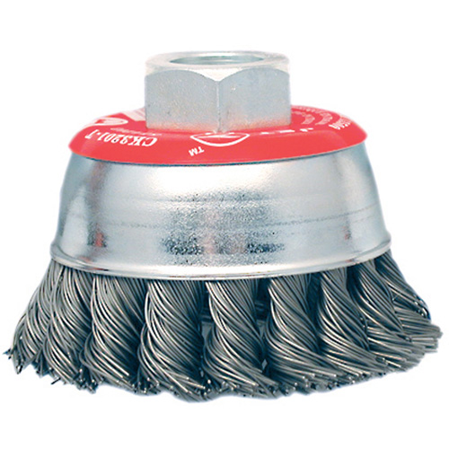 Brosse boisseau &agrave; fils li&eacute;s et nou&eacute;s &agrave; haute performance, 3" dia. x 10mm x 1,25" arbre OSI Industrial Sales