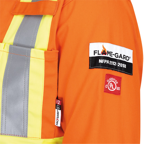 5555 Combinaison de s&eacute;curit&eacute; &agrave; haute visibilit&eacute; ignifuge et anti-arcs &eacute;lectriques, Taille 36, Orange haute visibilit&eacute;, 11 cal/cm² OSI Industrial Sales