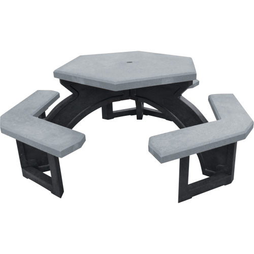 Tables de pique-nique hexagonales en plastique recycl&eacute;, 78" lo x 78" la, Gris OSI Industrial Sales