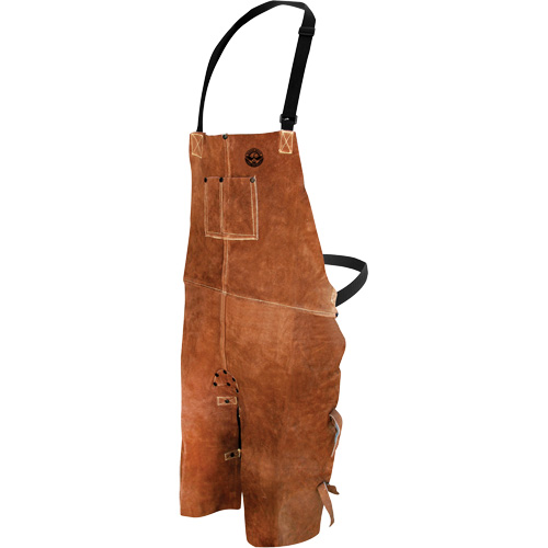 Leather Welding Apron, Split-Leg Bib, 36" L, Brown OSI Industrial Sales