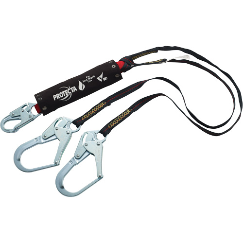 PRO Shock-Absorbing Lanyard, 6', Rebar Hook Center, Snap Hook Leg Ends, Kevlar&reg; OSI Industrial Sales