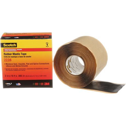 Scotch&reg; Rubber Mastic Tape 2228, 50.8 mm (2") x 3 m (10'), Black OSI Industrial Sales