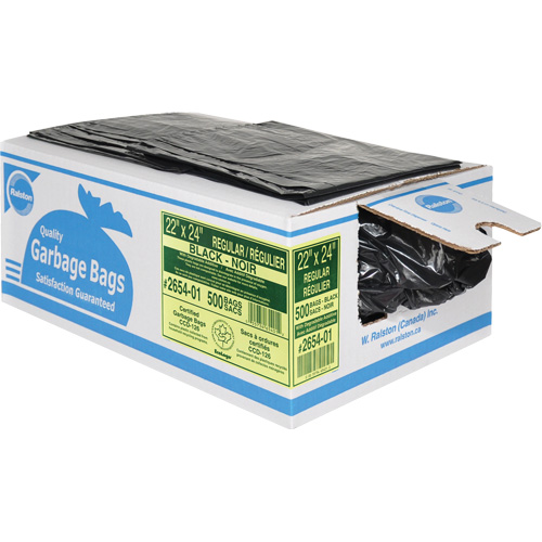 2600 Series Industrial Garbage Bags, Regular, 24" W x 22" L, Black OSI Industrial Sales