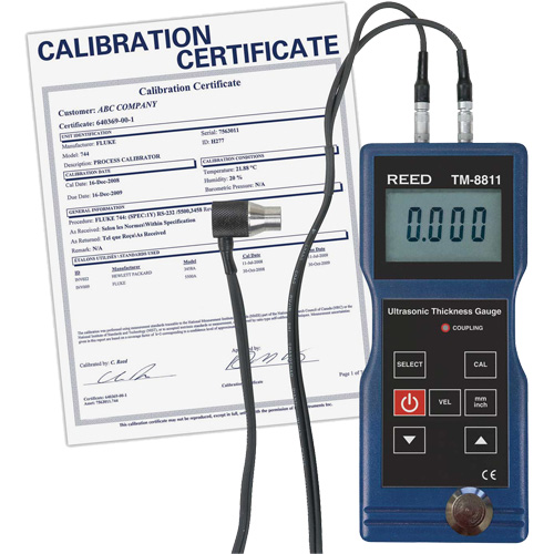 Thickness Gauge with ISO Certificate, Digital Display, Ultrasound, 0.05" to 7.9" (1.5 mm to 200 mm) Range OSI Industrial Sales