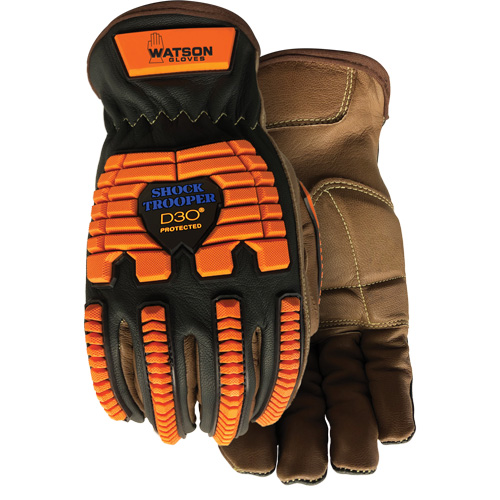 Gants antichocs Drill Sergeant, Grand, Paume en Cuir fleur, Poignet &agrave; enfiler OSI Industrial Sales