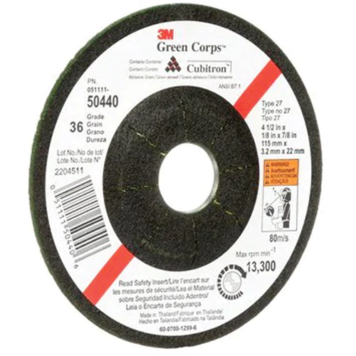 Meule flexible Green Corps, 4-1/2" x 1/8", Arbre 7/8", C&eacute;ramique, Type 27 OSI Industrial Sales