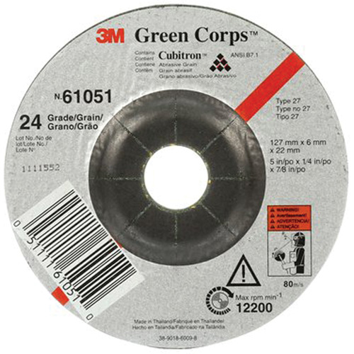 Meule flexible Green Corps, 5" x 1/4", Arbre 7/8", C&eacute;ramique, Type 1 OSI Industrial Sales
