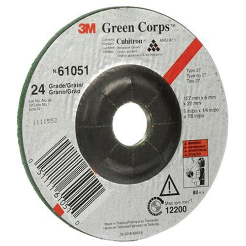Meule flexible Green Corps, 5" x 1/4", Arbre 7/8", C&eacute;ramique, Type 1 OSI Industrial Sales