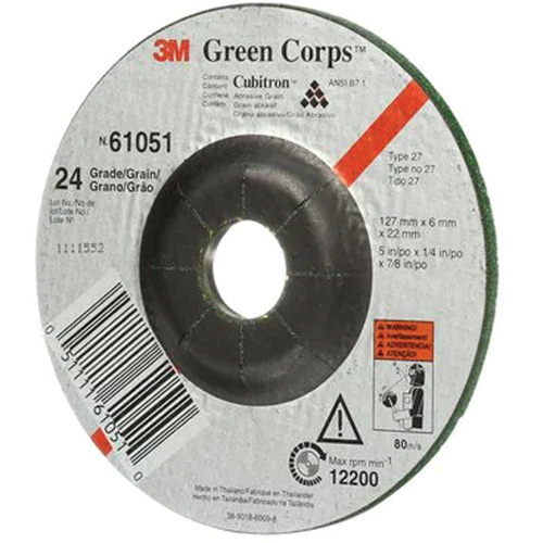Meule flexible Green Corps, 5" x 1/4", Arbre 7/8", C&eacute;ramique, Type 1 OSI Industrial Sales