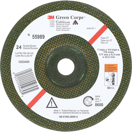 Meule flexible Green Corps, 7" x 1/4", Arbre 7/8", C&eacute;ramique, Type 1 OSI Industrial Sales