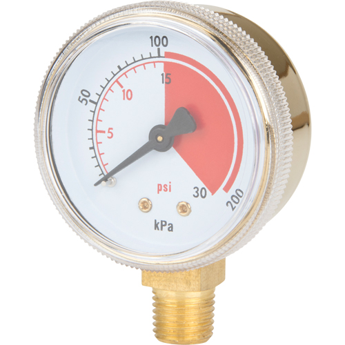 Brass Gauge, 2" , 30 psi, Bottom Mount, Analogue OSI Industrial Sales