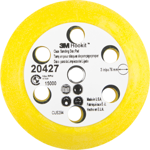 Hookit Clean Sanding Disc Pad Kit, 3" Dia. OSI Industrial Sales