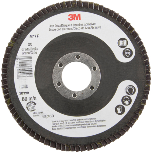 Flap Wheels - 577F Flap Discs, 4-1/2" x 7/8", Type 29, 80 Grit, Zirconium OSI Industrial Sales