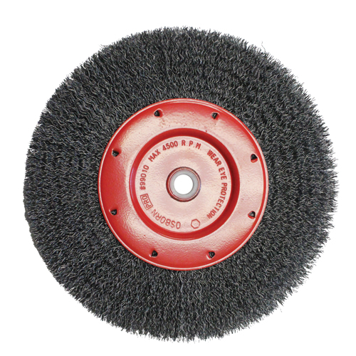 Brosses &eacute;conomiques &agrave; fils cr&ecirc;p&eacute;s - Face &eacute;troite, 6" dia., Fils 0.014, Arbre 2" OSI Industrial Sales