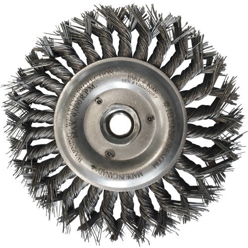 Brosses m&eacute;talliques &agrave; touret, Dia. 6", Fils 0,014", Arbre 5/8"-11, Acier OSI Industrial Sales