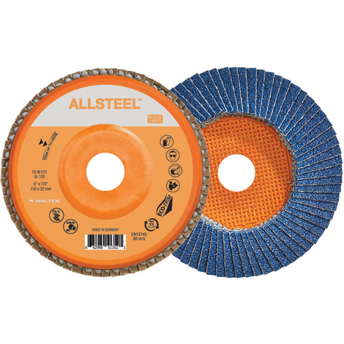 AllSteel Flap Disc, 6" x 7/8", Type 27, 120 Grit, Zirconia Alumina OSI Industrial Sales